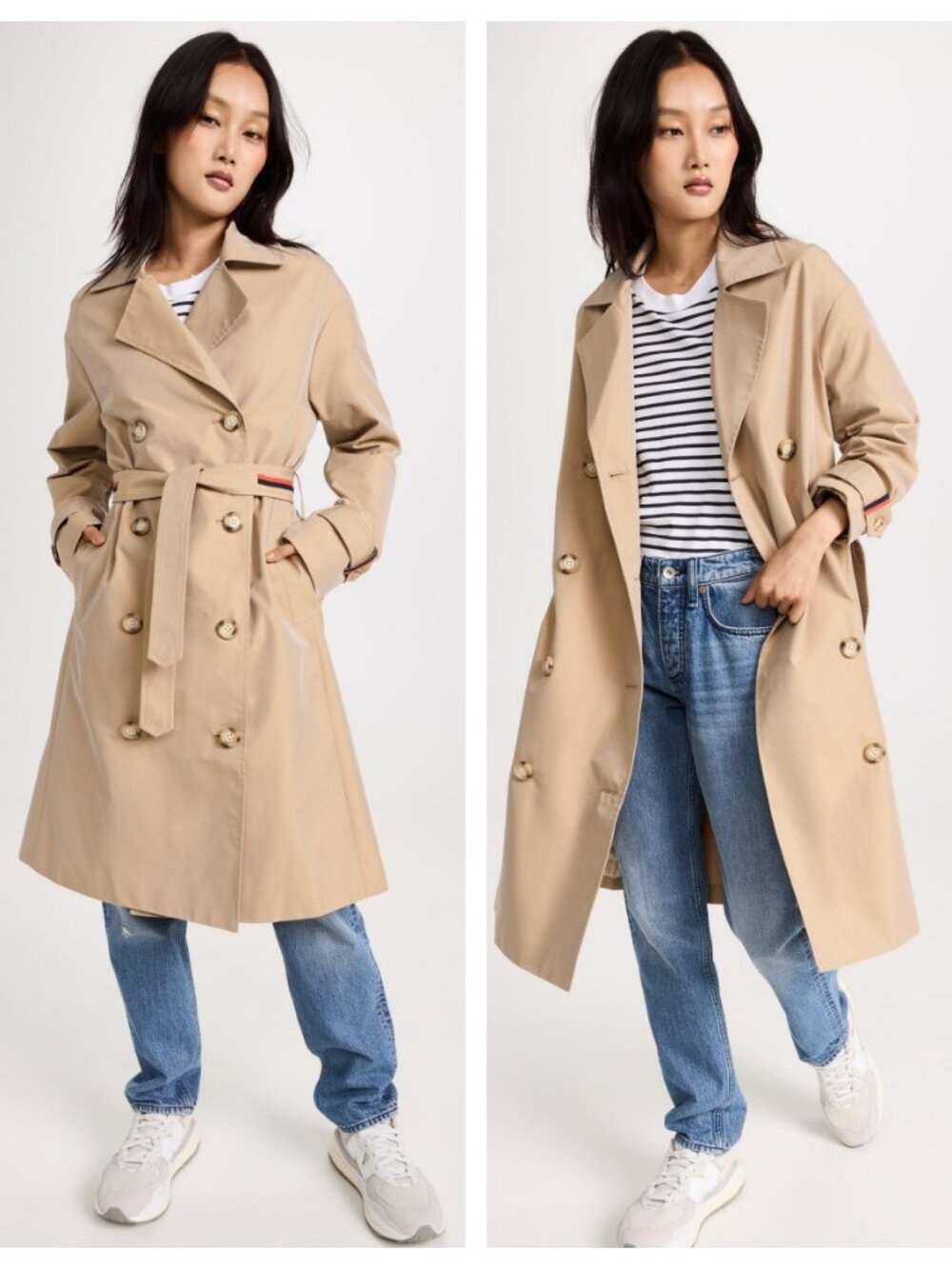 KULE The Rox Trench Coat Double-breasted Khaki